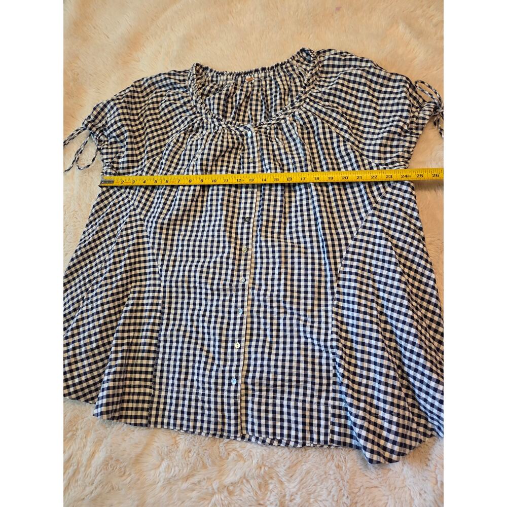 Free People Farley Gingham Navy White Tunic oversized Fit size M - Picture 4 of 9